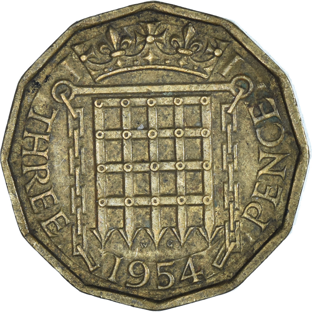 Coin, Great Britain, 3 Pence, 1954