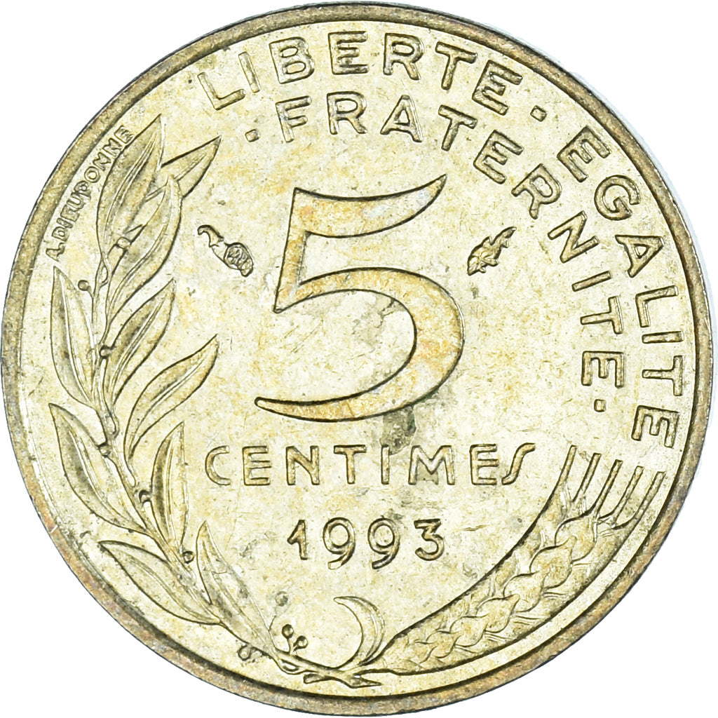 Coin, France, 5 Centimes, 1993