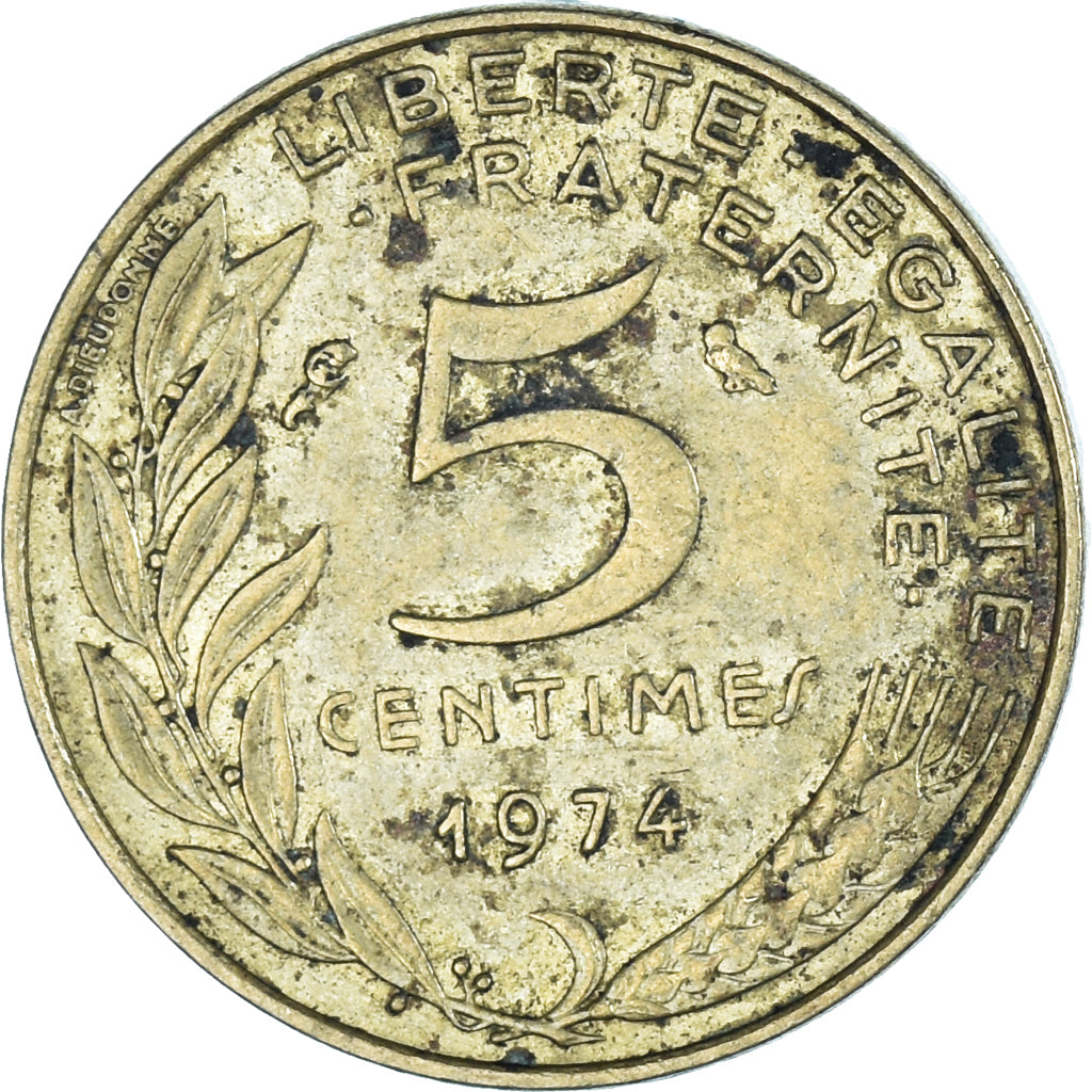 Coin, France, 5 Centimes, 1974