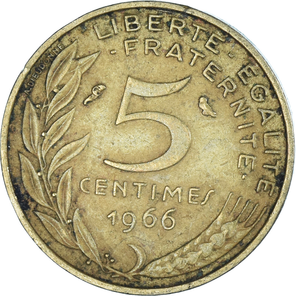 Moneta, Francja, 5 Centimes, 1966