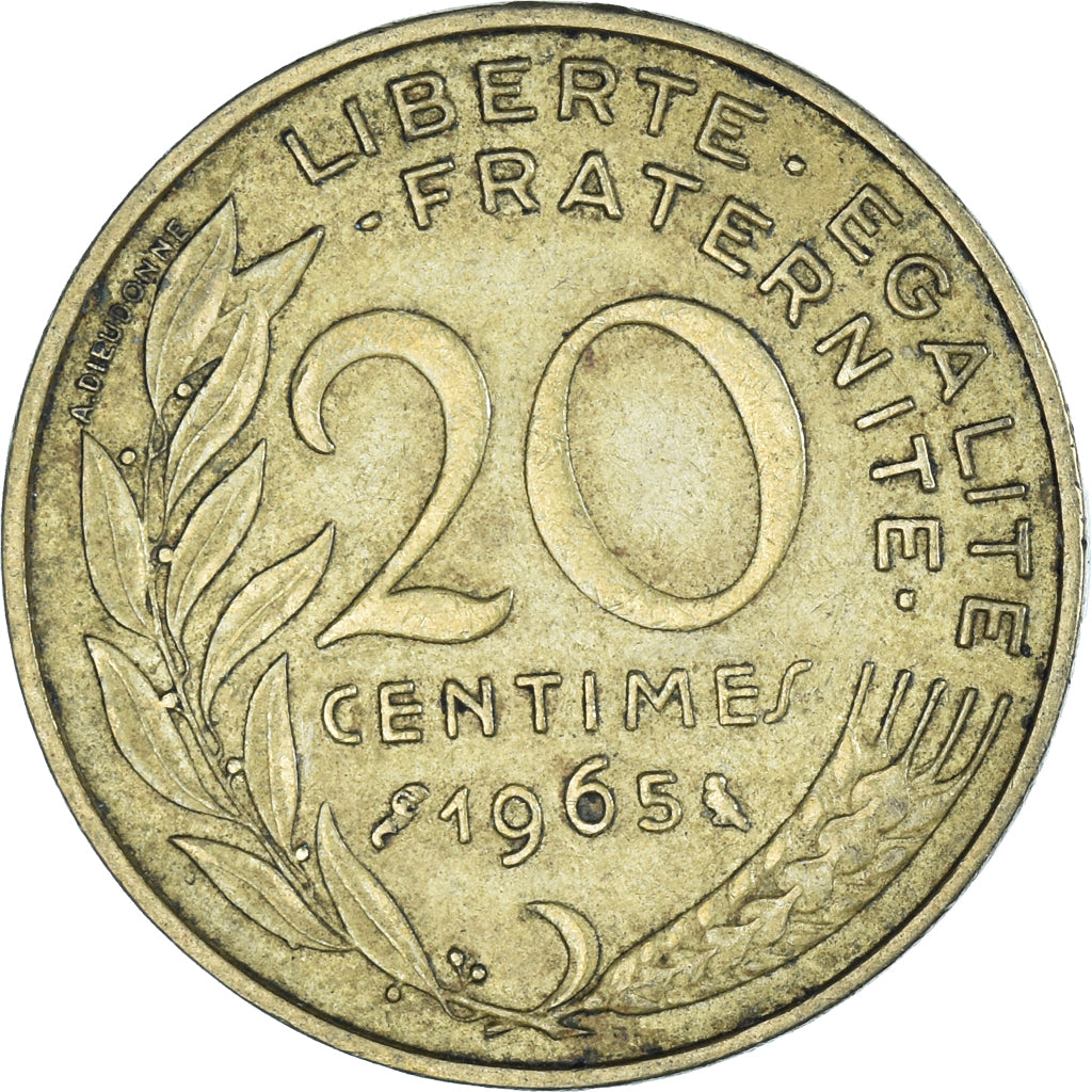 Moneta, Francja, 20 Centimes, 1965