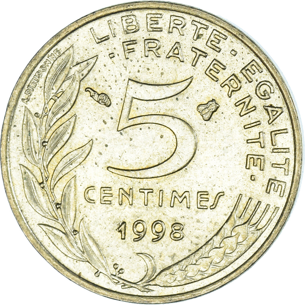 Moneta, Francja, 5 Centimes, 1998
