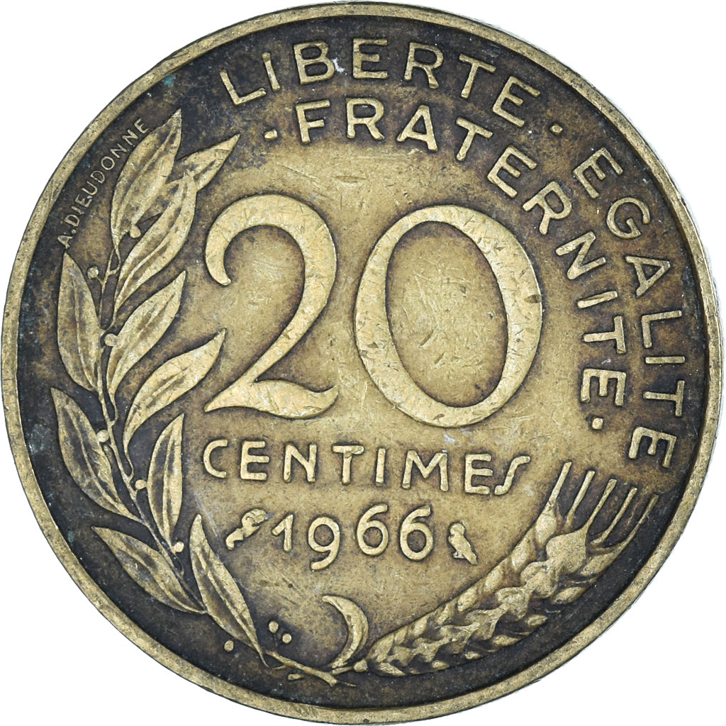 Moneta, Francja, 20 Centimes, 1966