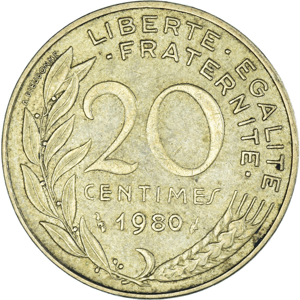 Coin, France, 20 Centimes, 1980