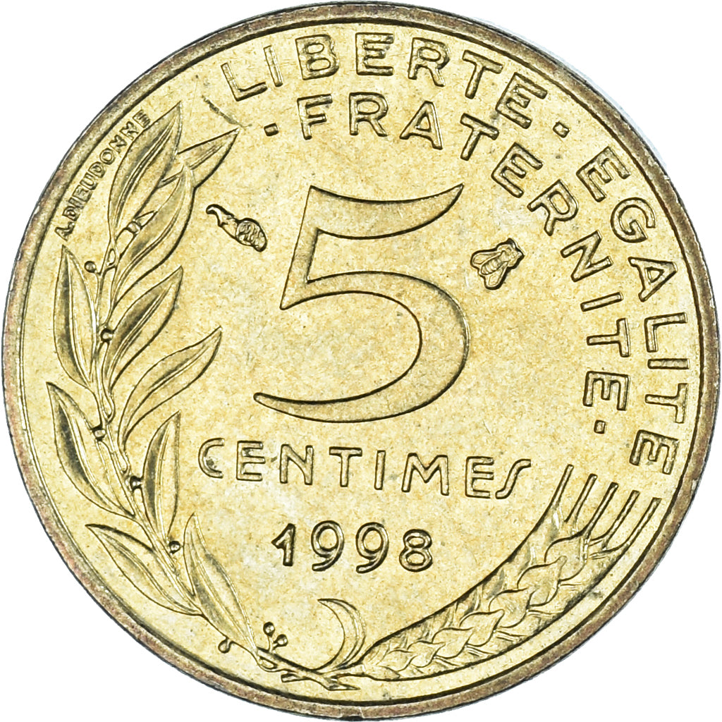 Moeda, França, 5 Centimes, 1998