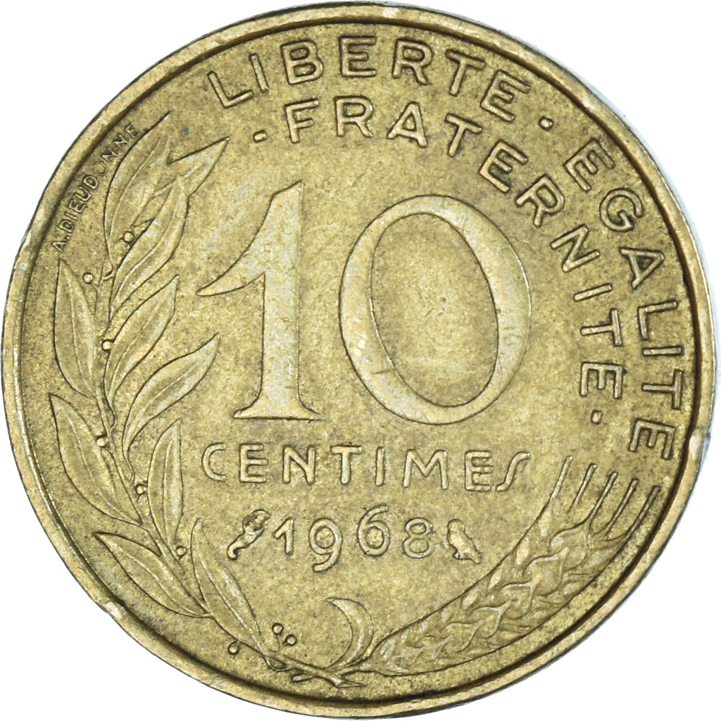 Moeda, França, 10 Centimes, 1968