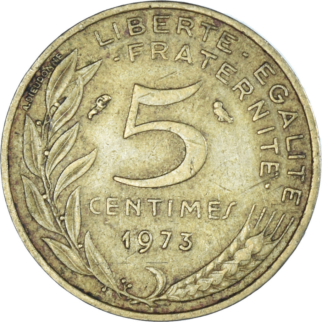 Moneta, Francja, 5 Centimes, 1973