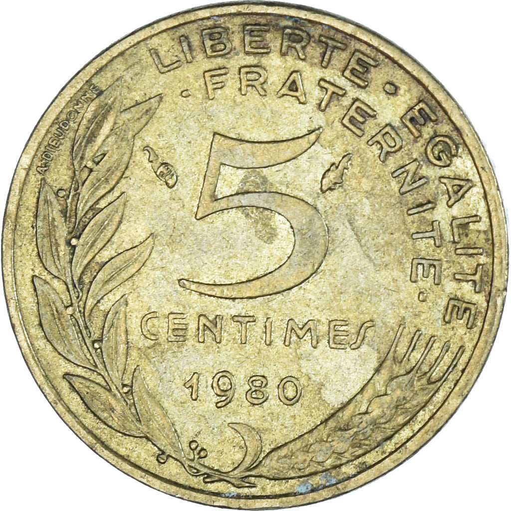 Moneta, Francja, 5 Centimes, 1980