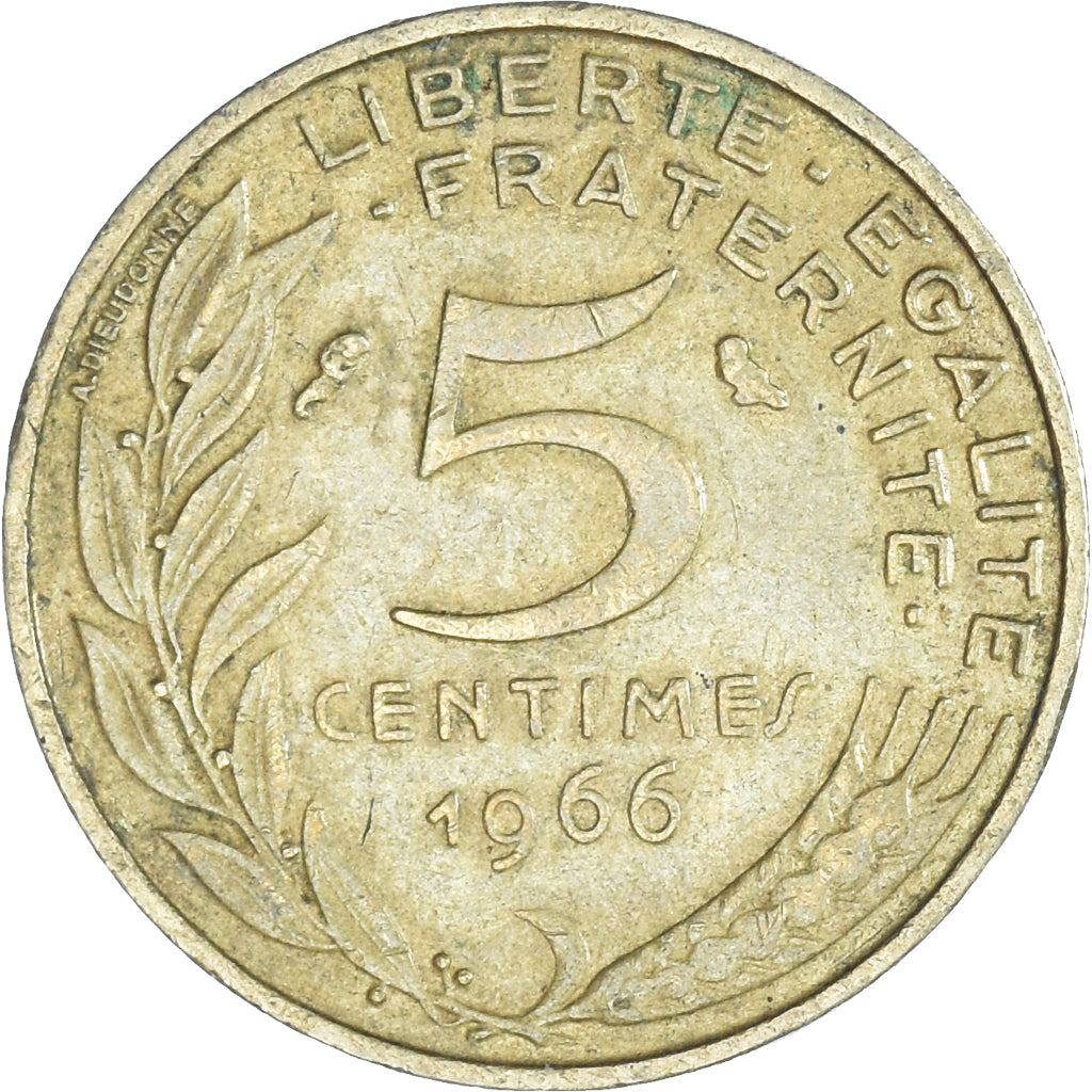 Munten, Frankrijk, 5 Centimes, 1966