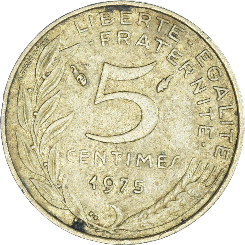 Moneta, Francja, 5 Centimes, 1975