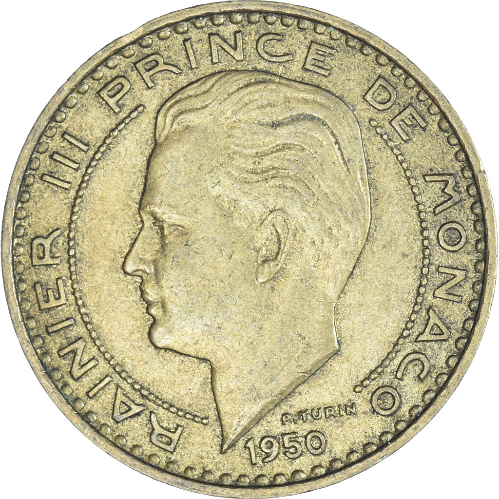 Moeda, Mónaco, 20 Francs, Vingt, 1950