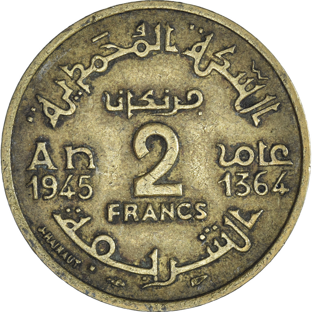 Moneda, Marruecos, 2 Francs, 1945