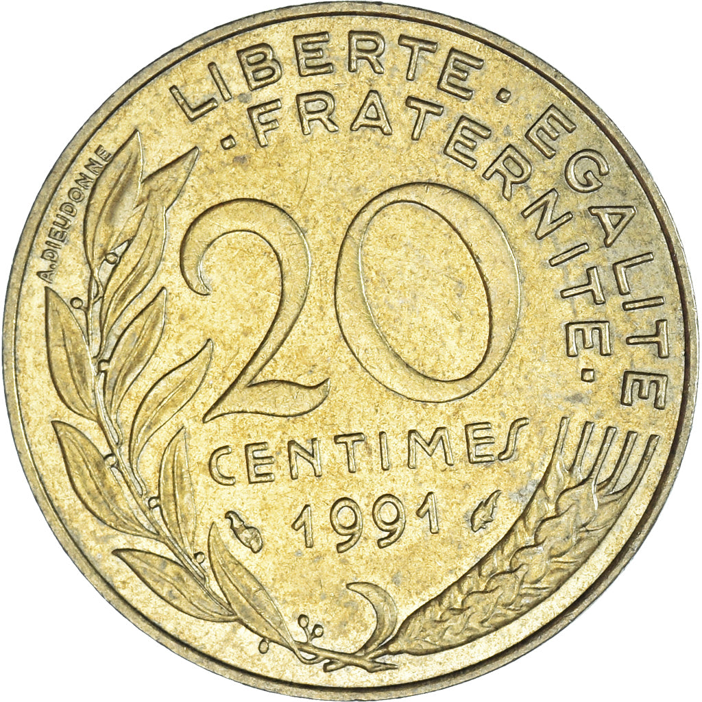Moneta, Francia, 20 Centimes, 1991