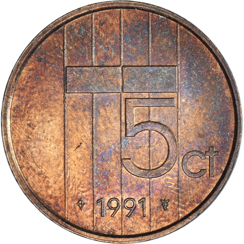 Moneda, Países Bajos, 5 Cents, 1991