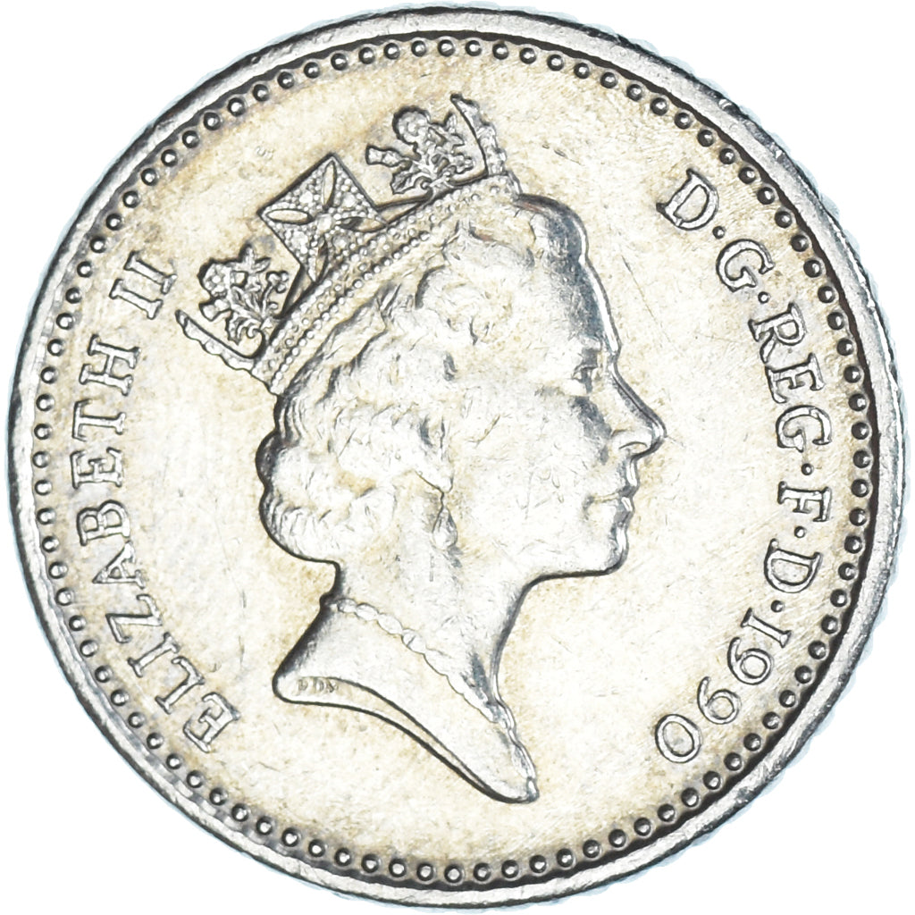 Moneda, Gran Bretaña, 5 Pence, 1990