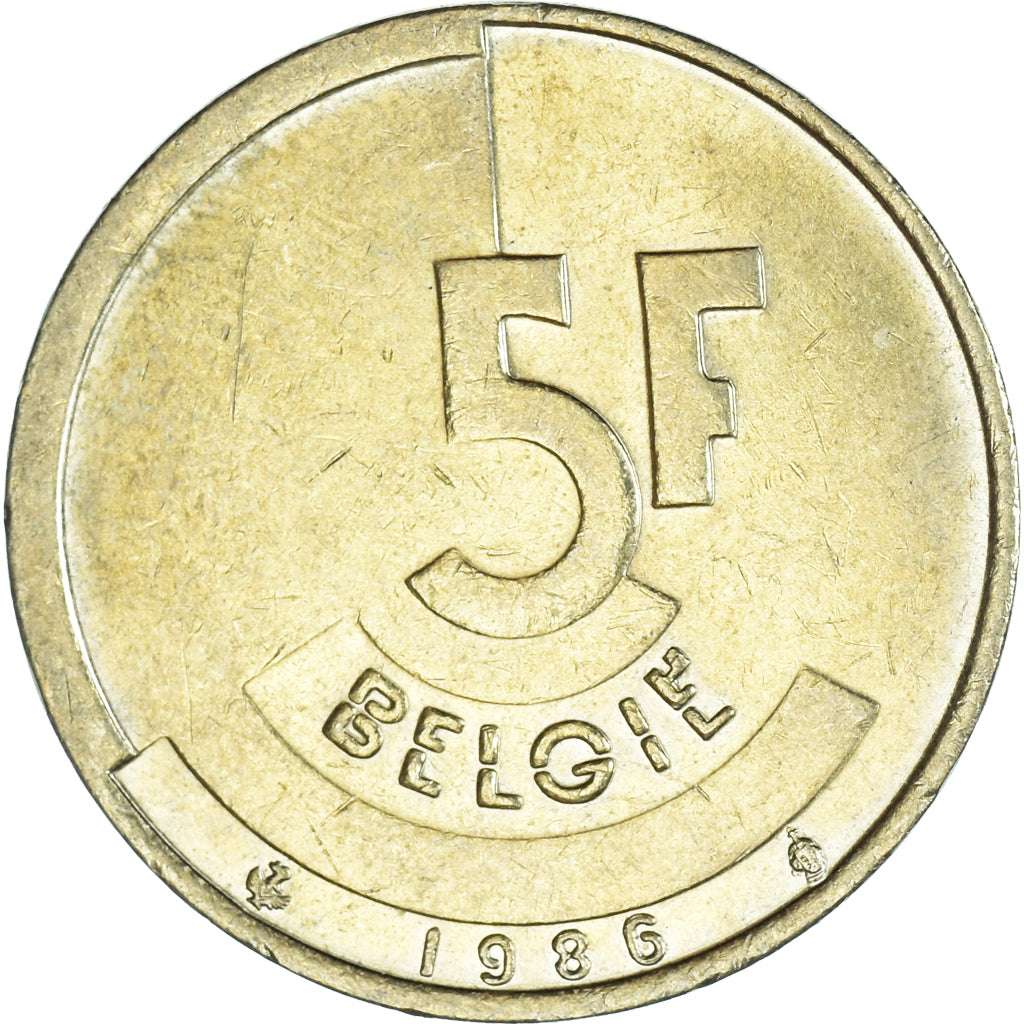Moneda, Bélgica, 5 Francs, 5 Frank, 1986