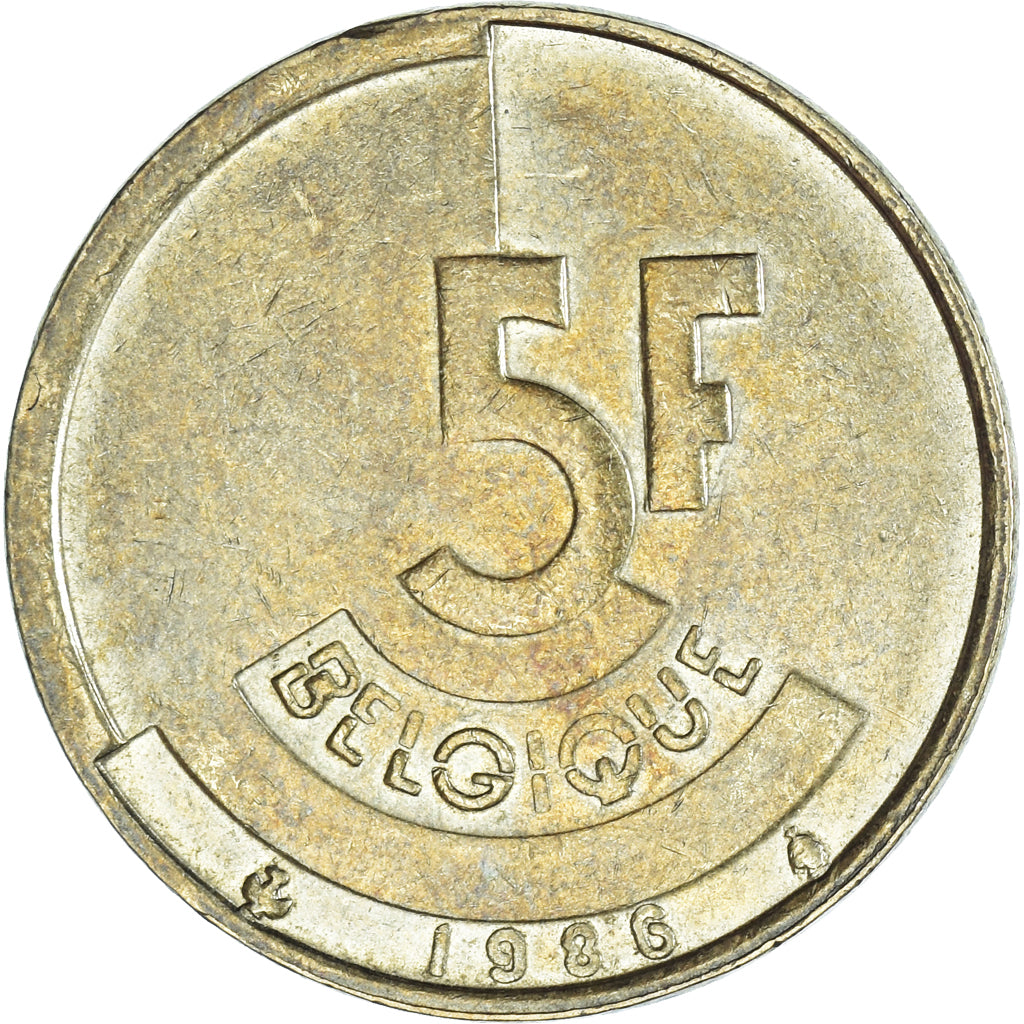 Moneta, Belgio, 5 Francs, 5 Frank, 1986