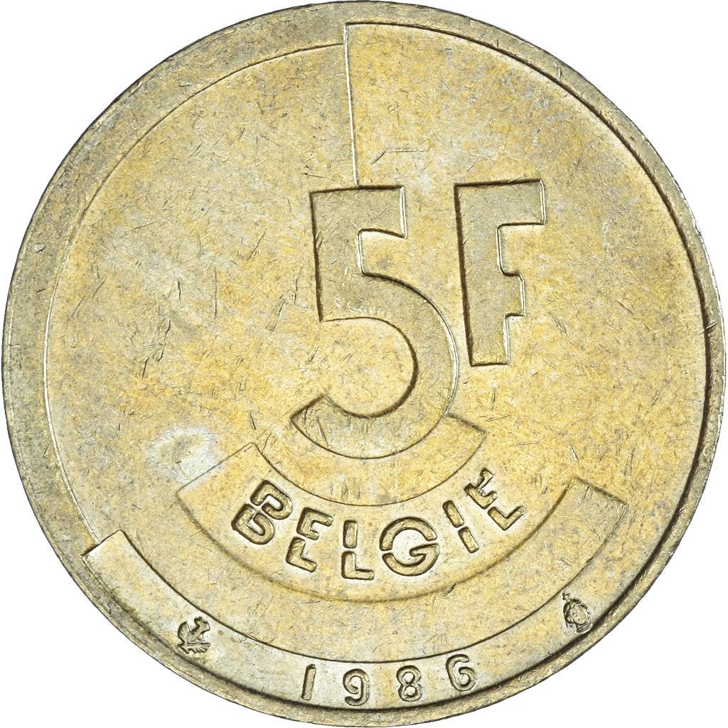 Münze, Belgien, 5 Francs, 5 Frank, 1986