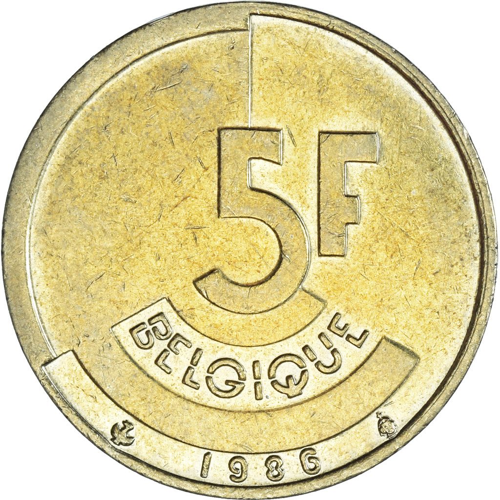 Moneda, Bélgica, 5 Francs, 5 Frank, 1986