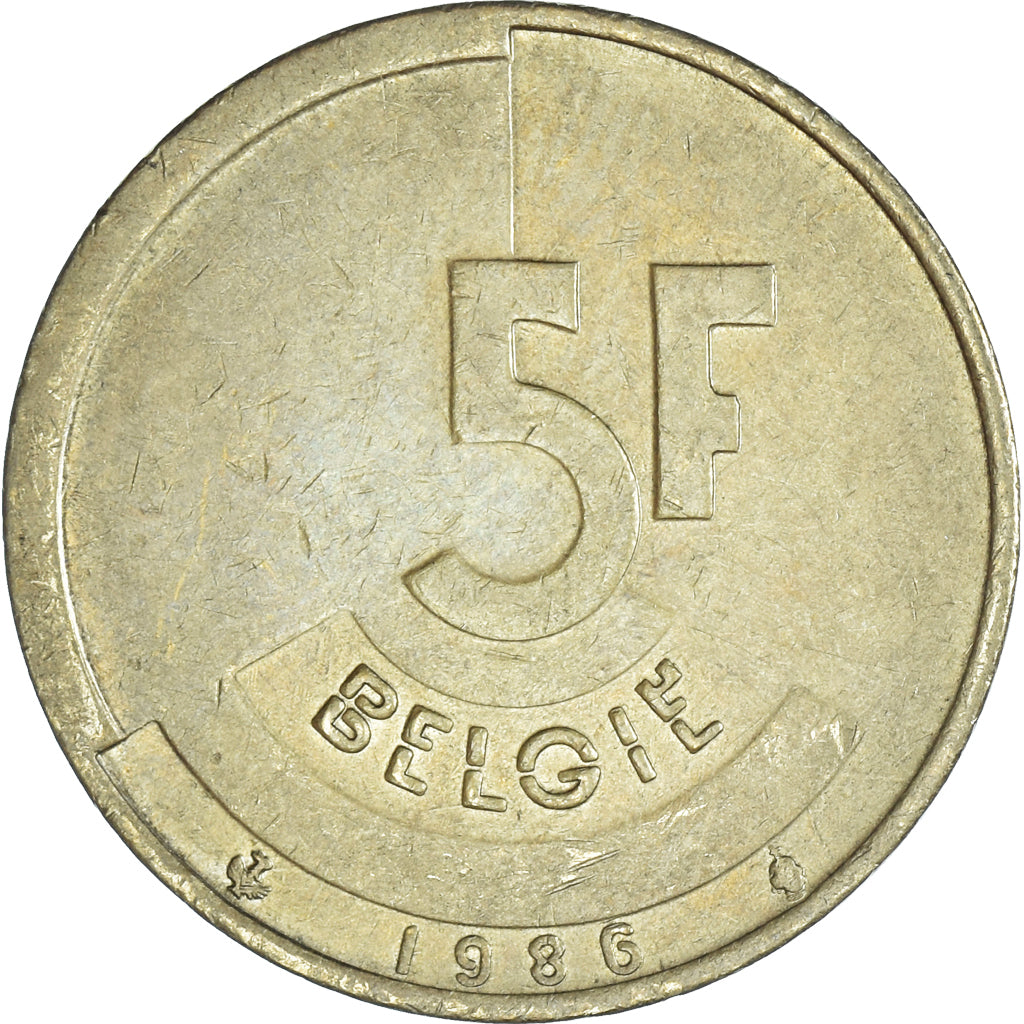 Moneta, Belgio, 5 Francs, 5 Frank, 1986