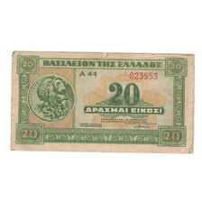 Banknote, Greece, 20 Drachmai, 1940, 1940-04-06, KM:315, VG(8-10)