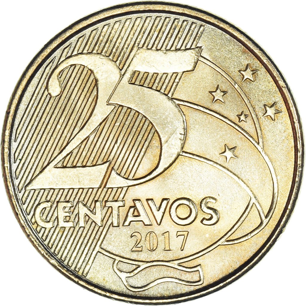 Coin, Brazil, 25 Centavos, 2017