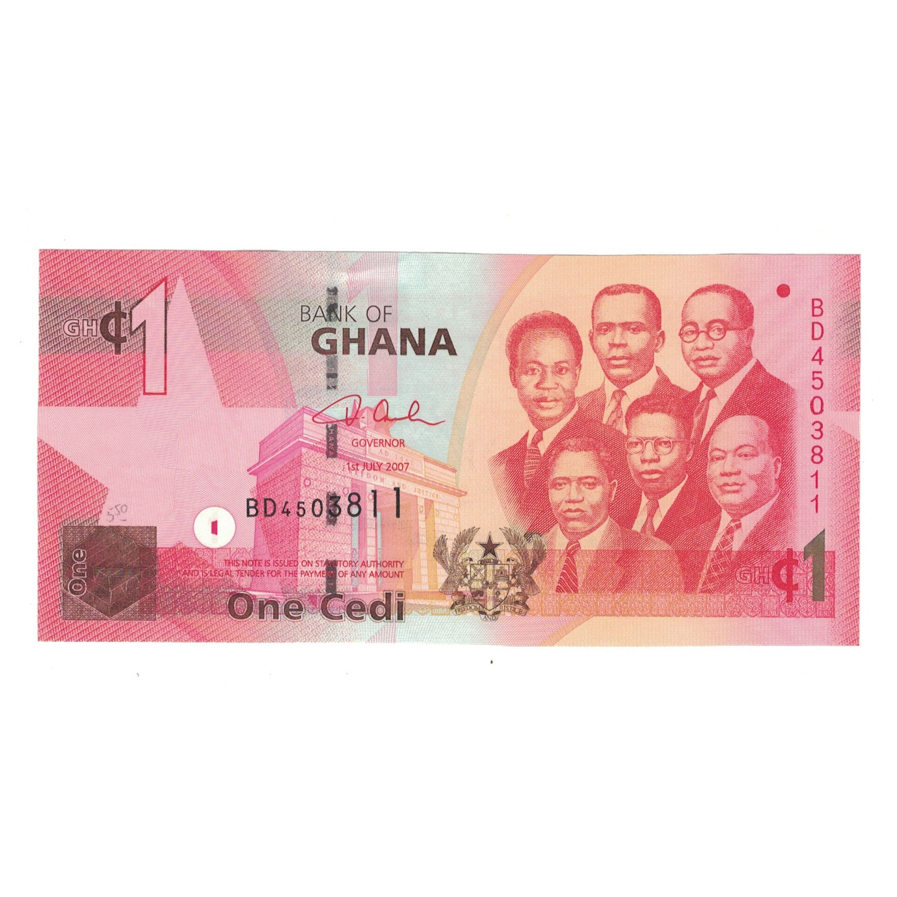 Banknote, Ghana, 1 Cedi, 2007, 2007-07-01, KM:37a, UNC(63)