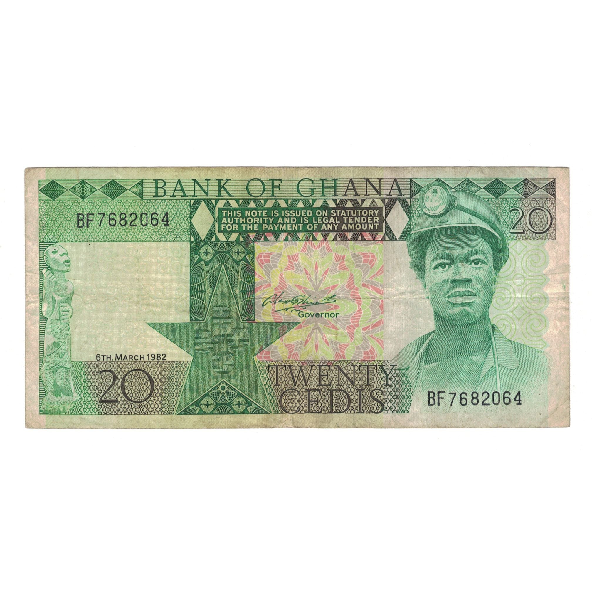 Banknote, Ghana, 20 Cedis, 1982, 1982-03-06, KM:21c, VF(30-35)