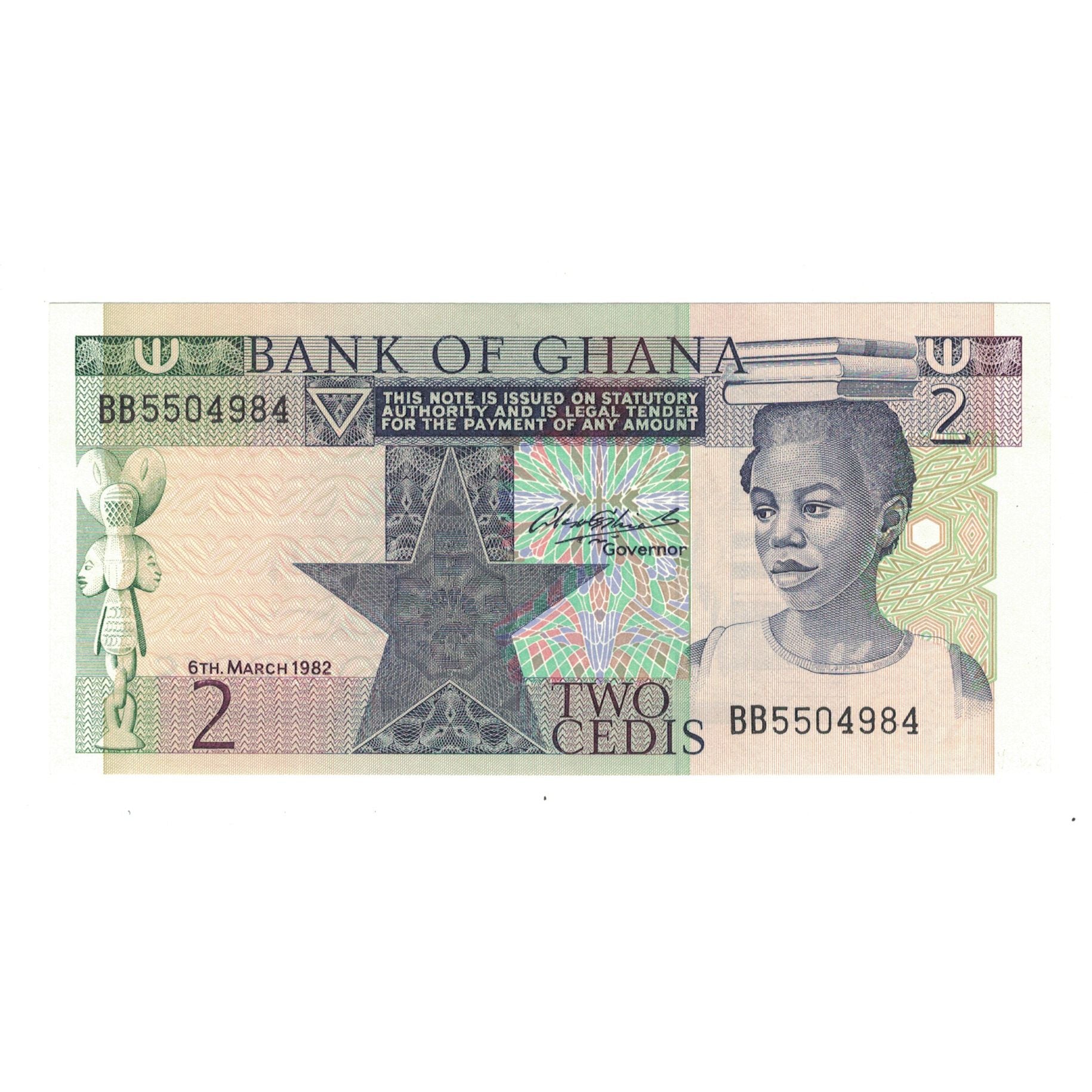 Banknote, Ghana, 2 Cedis, 1982, 1982-03-06, KM:18d, UNC(65-70)