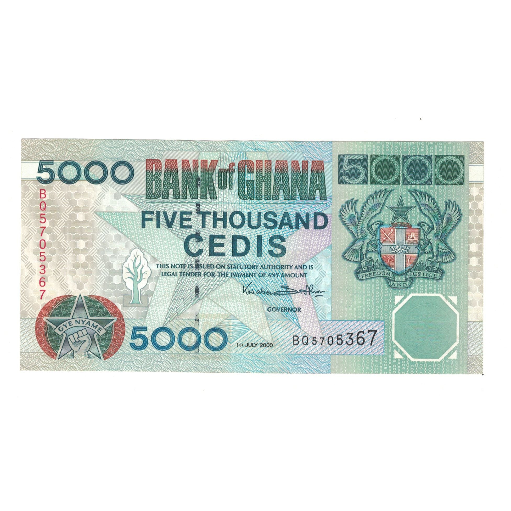 Banknote, Ghana, 5000 Cedis, 2000, 2000-07-01, KM:34e, AU(50-53)