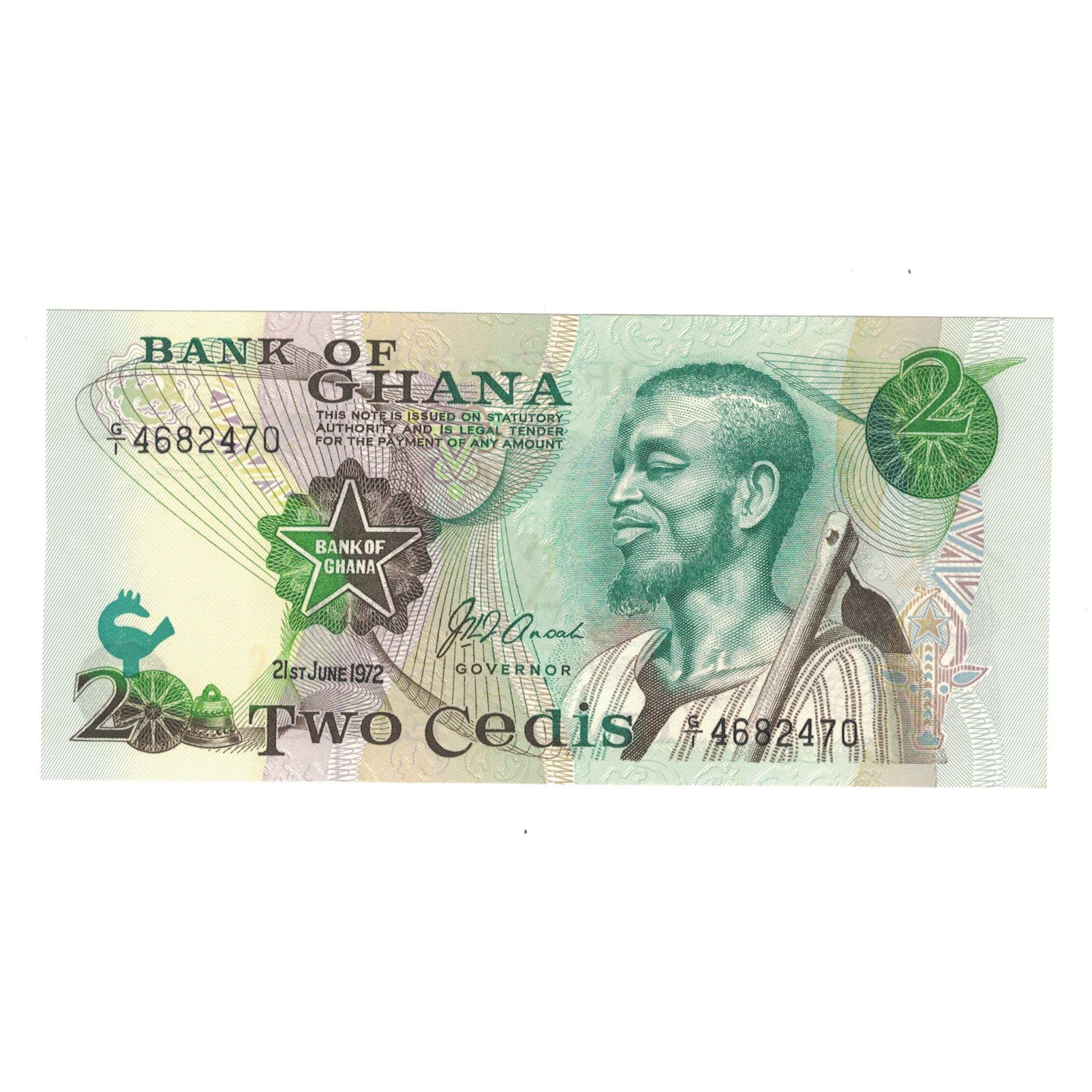 Banknote, Ghana, 2 Cedis, 1972, 1972-07-21, KM:14A, UNC(65-70)