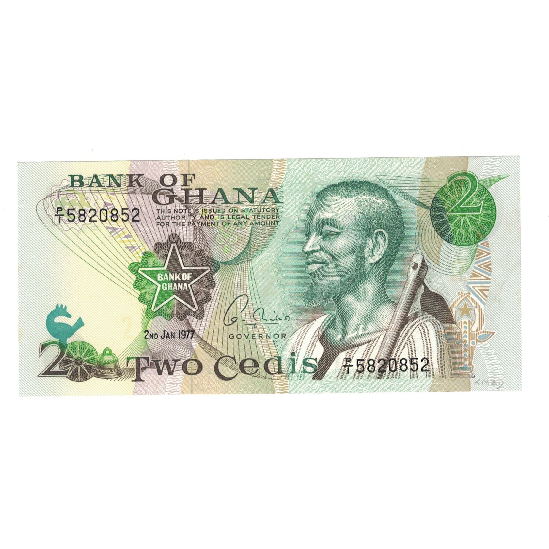 Banknote, Ghana, 2 Cedis, 1977, 1977-01-02, KM:14c, UNC(65-70)