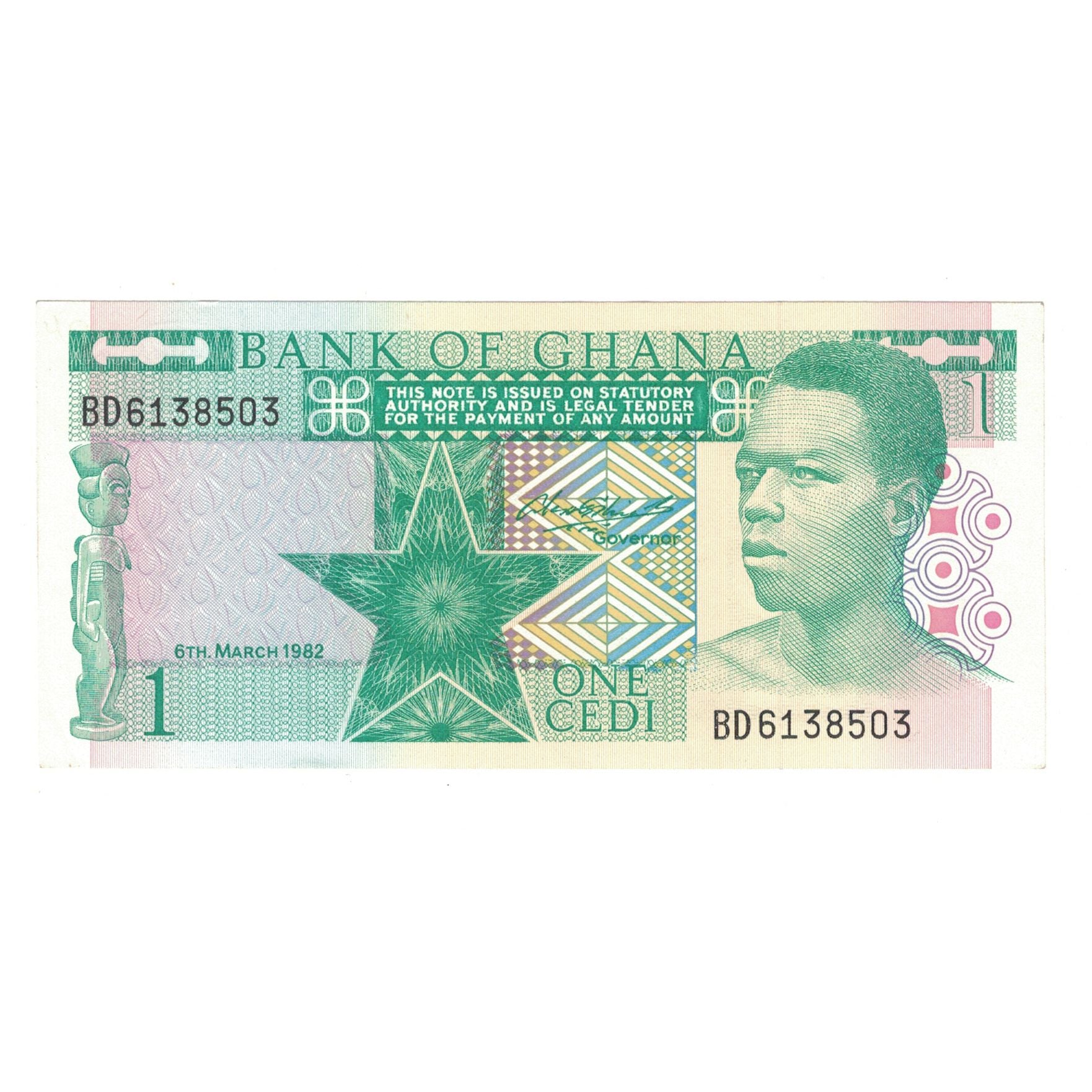 Banknote, Ghana, 1 Cedi, 1982, 1982-03-06, KM:17b, UNC(63)