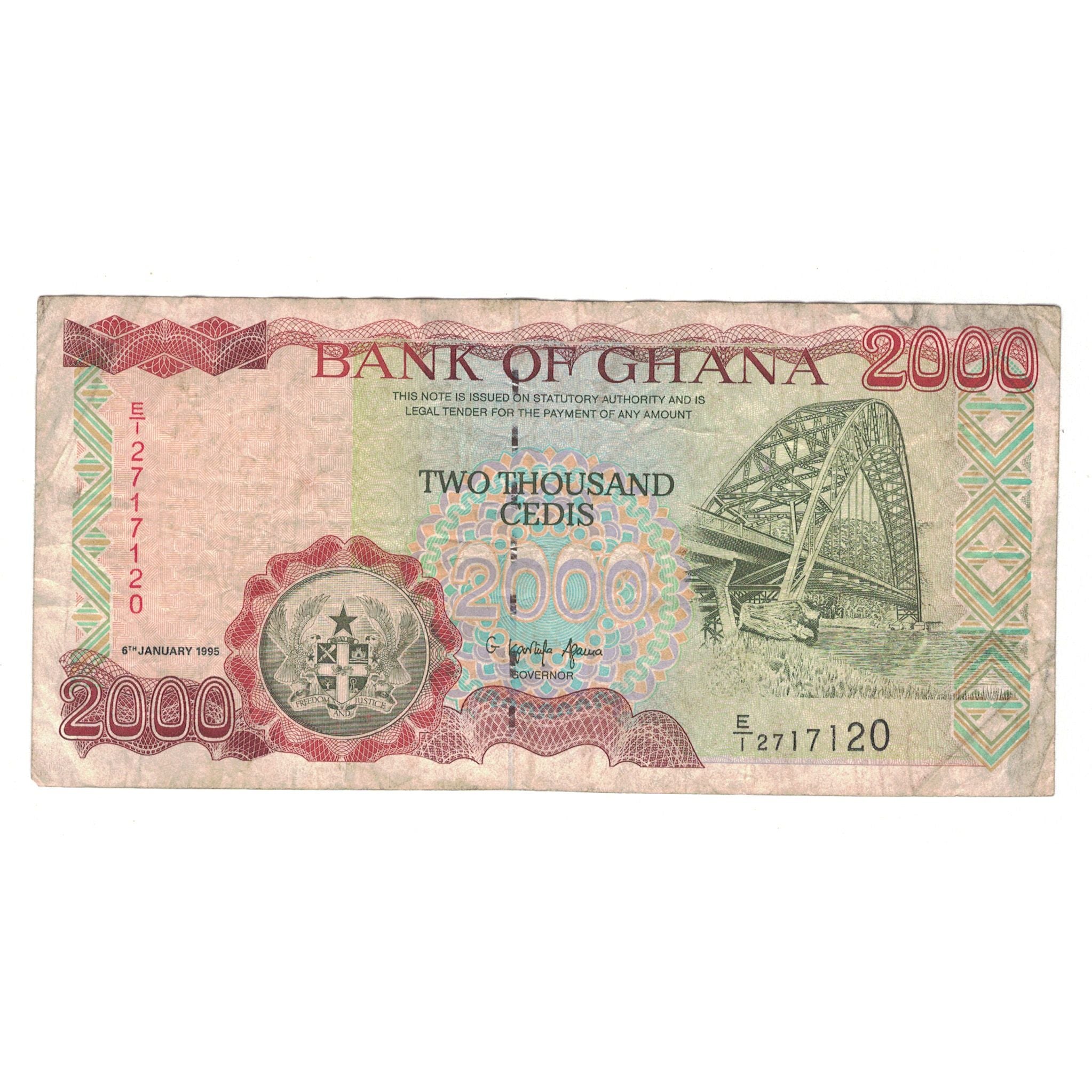 Banknote, Ghana, 2000 Cedis, 1995, 1995-01-06, KM:30b, VF(30-35)