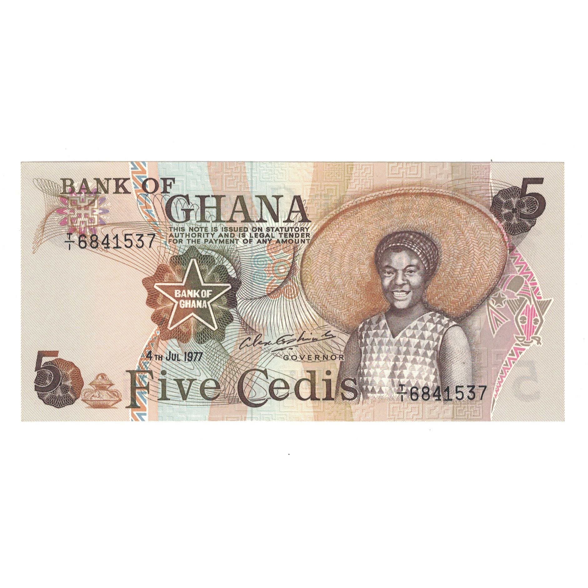Banknote, Ghana, 5 Cedis, 1977, 1977-07-04, KM:15b, UNC(65-70)