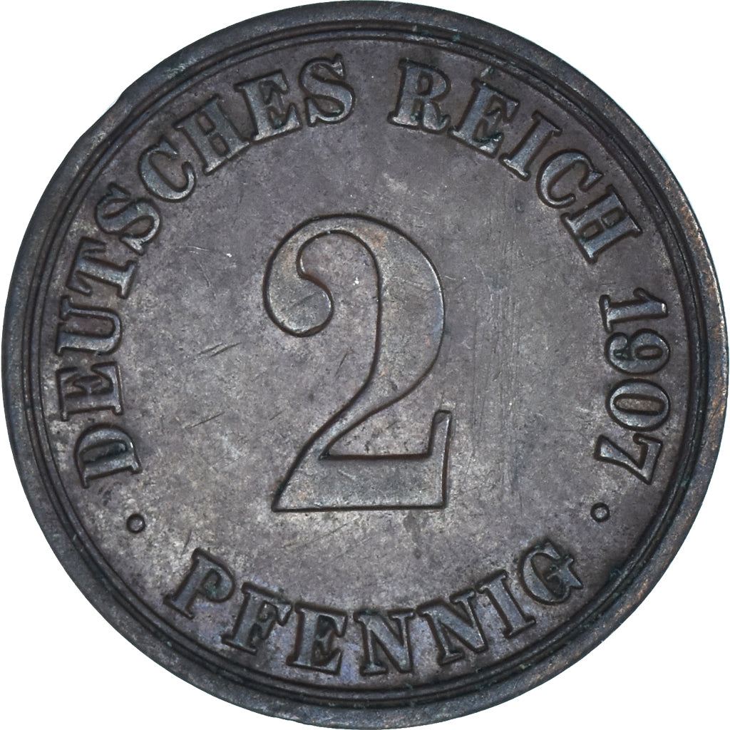Monnaie, Allemagne, 2 Pfennig, 1907