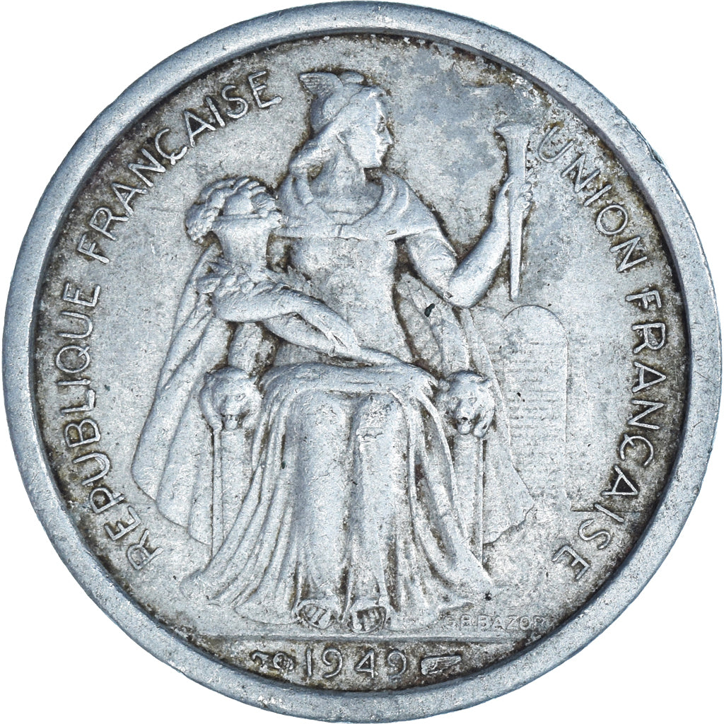 Coin, FRENCH OCEANIA, 2 Francs, 1949