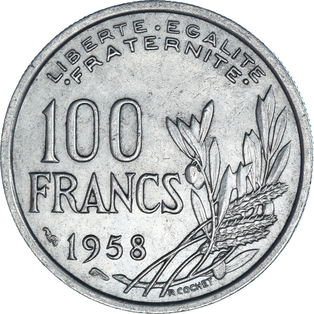 Munten, Frankrijk, 100 Francs, 1958