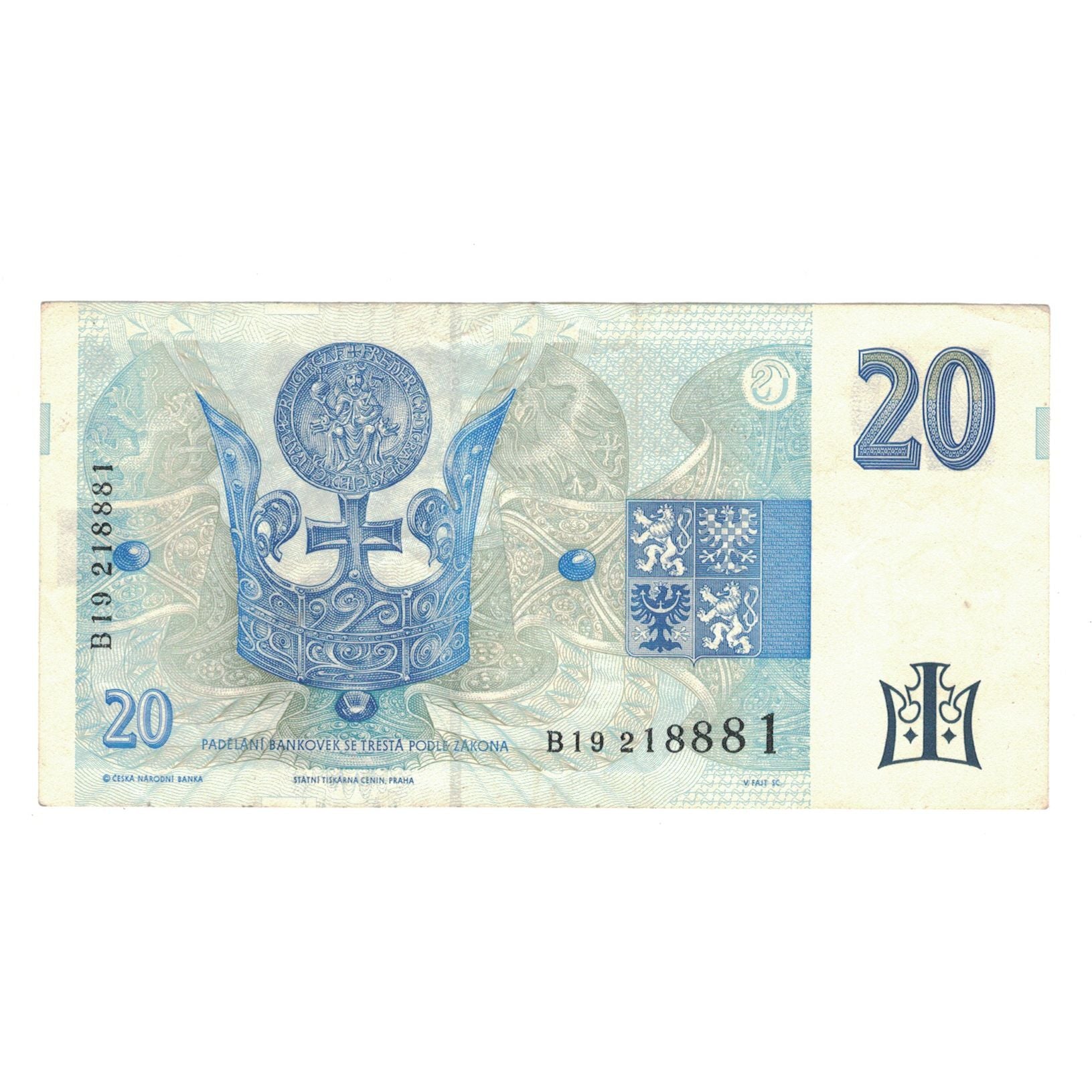 Banknote, Czech Republic, 20 Korun, 1994, KM:10b, EF(40-45)