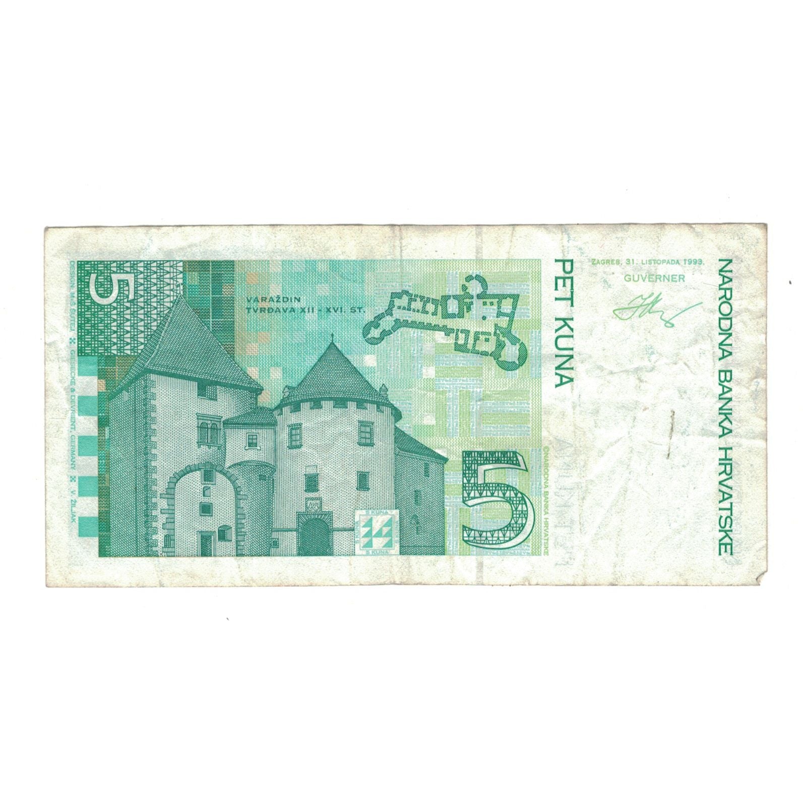 Banknote, Croatia, 5 Kuna, 1993, 1993-10-31, KM:28a, EF(40-45)