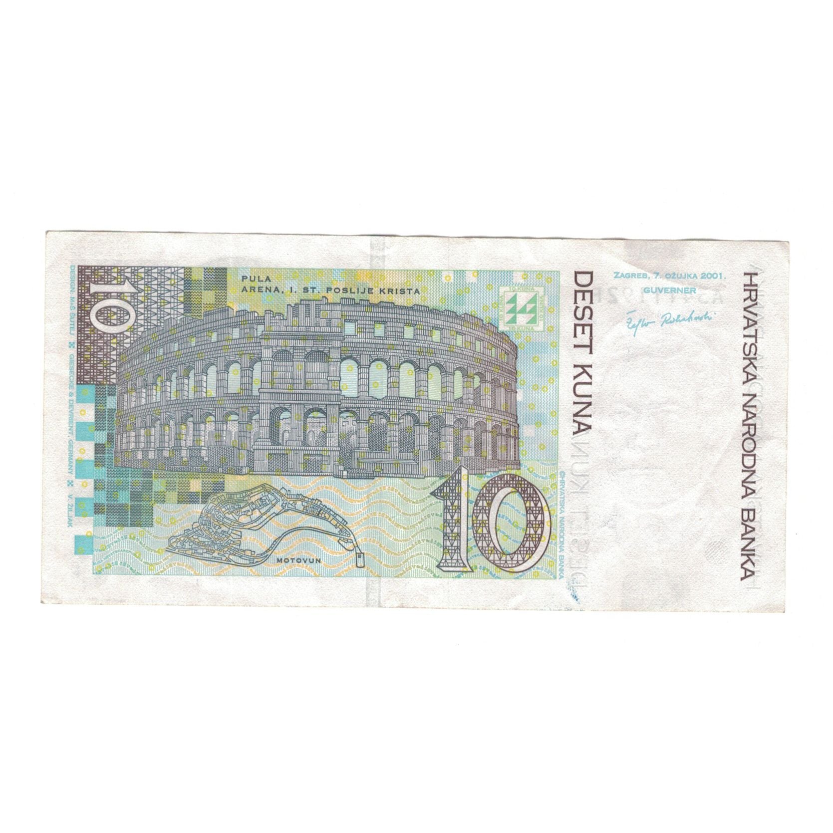 Banknote, Croatia, 10 Kuna, 2001, 2001-03-07, KM:38, AU(50-53)
