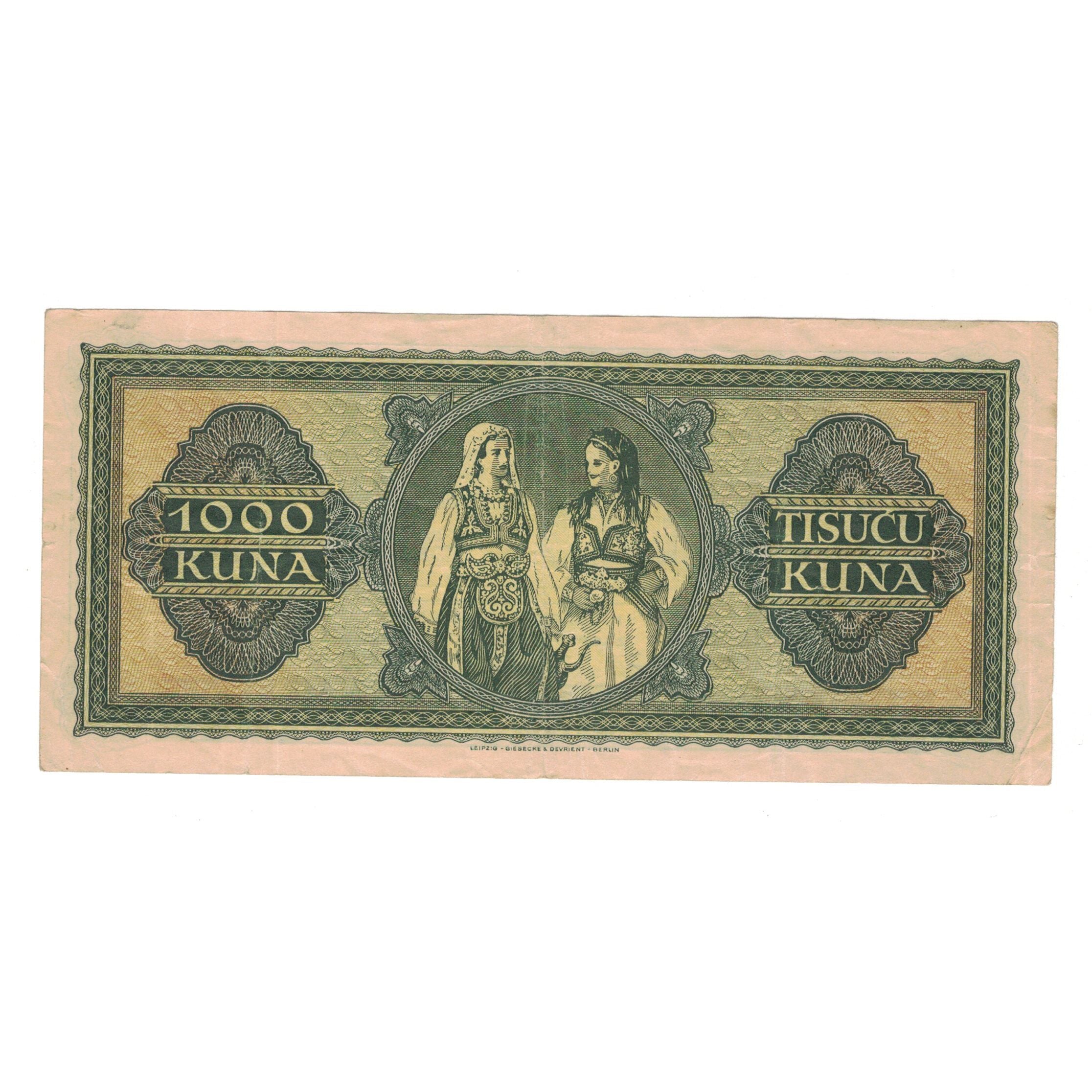 Banknote, Croatia, 1000 Kuna, 1943, 1943-09-01, KM:12a, EF(40-45)