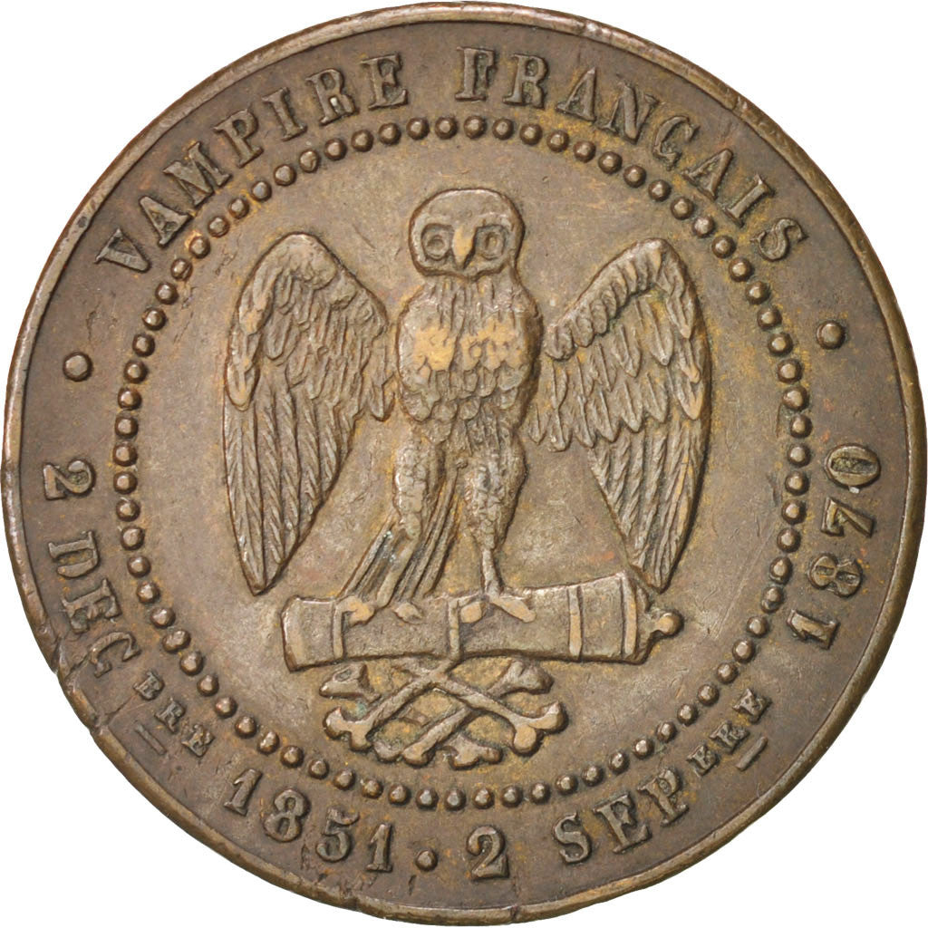 FRANCE, 5 Centimes, 1870, AU(50-53), Bronze, 6.13