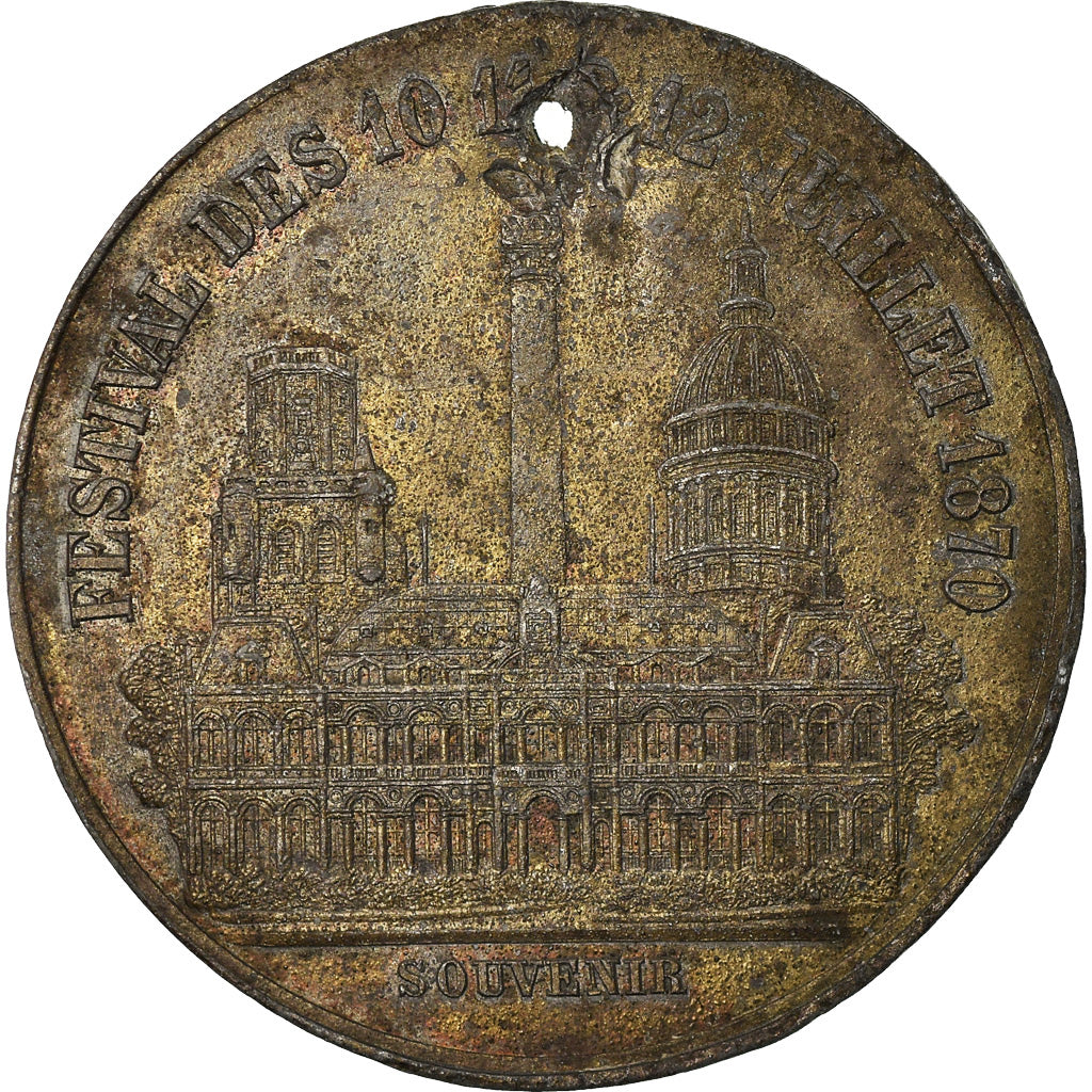 Frankrijk, Medaille, Souvenir du Festival, Boulogne-sur-mer, 1870, FR, Tin-Zinc
