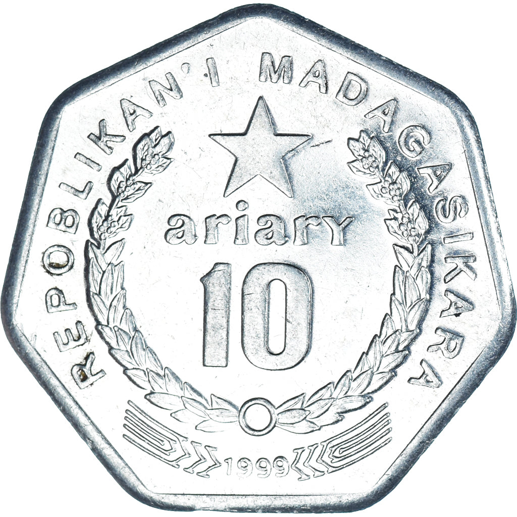 Moneda, Madagascar, 10 Ariary, 1999