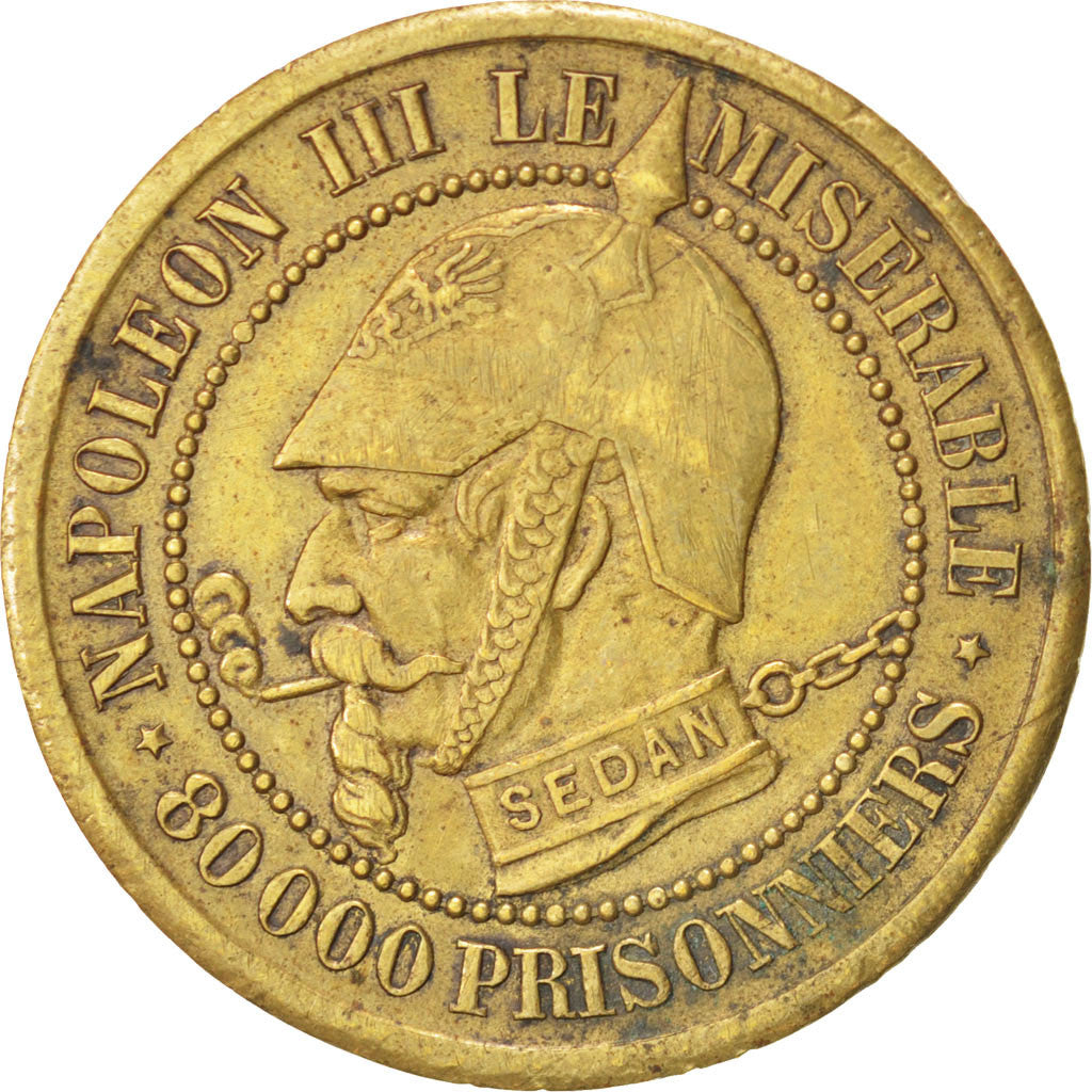 FRANCE, 5 Centimes, 1871, AU(50-53), Brass, 6.89