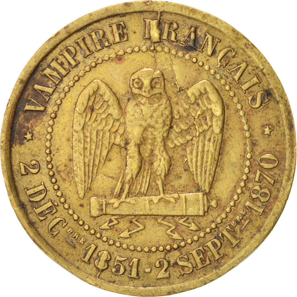 FRANCE, 5 Centimes, 1871, AU(50-53), Brass, 6.89