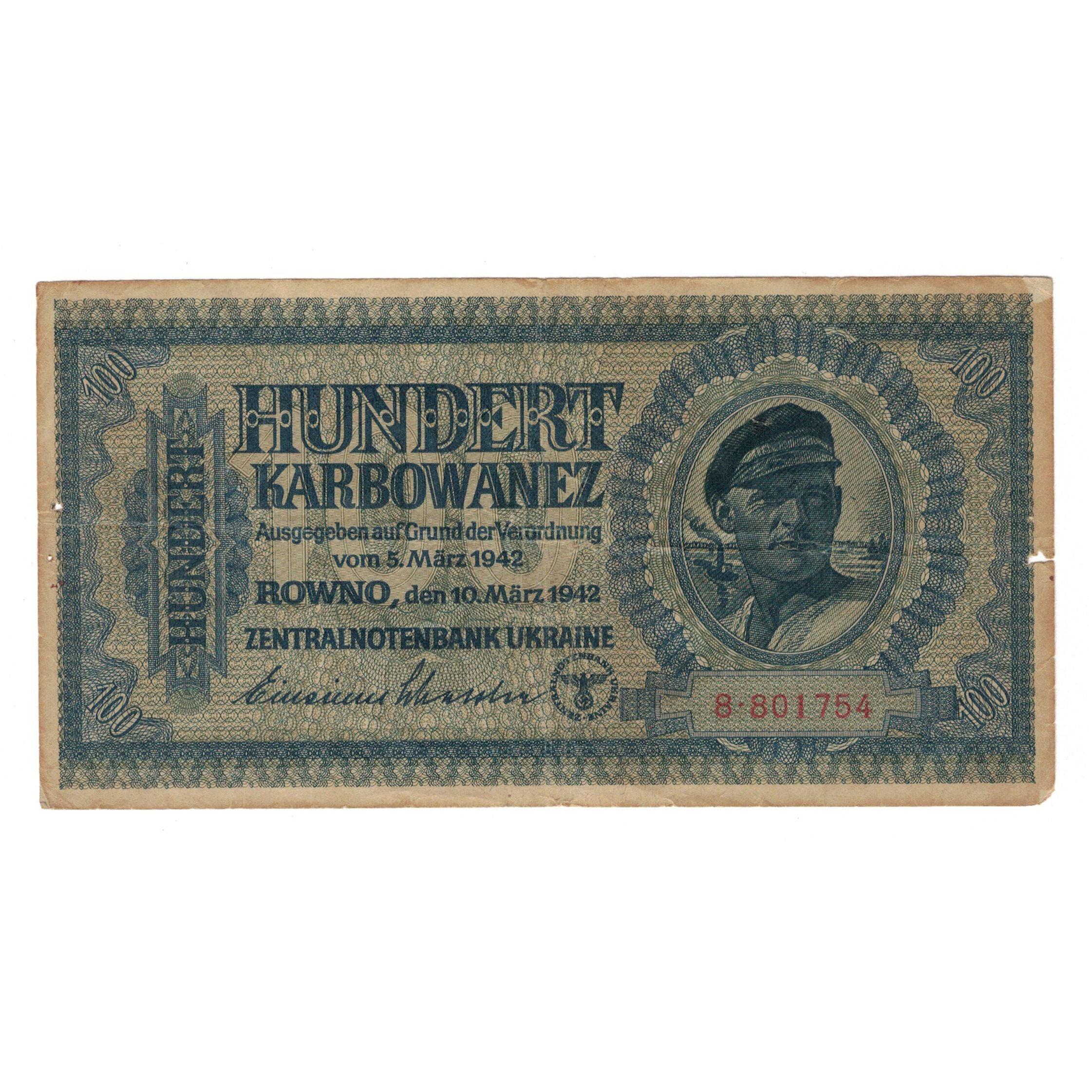 Banknote, Ukraine, 100 Karbowanez, 1942, 1942-03-10, KM:55, VF(20-25)
