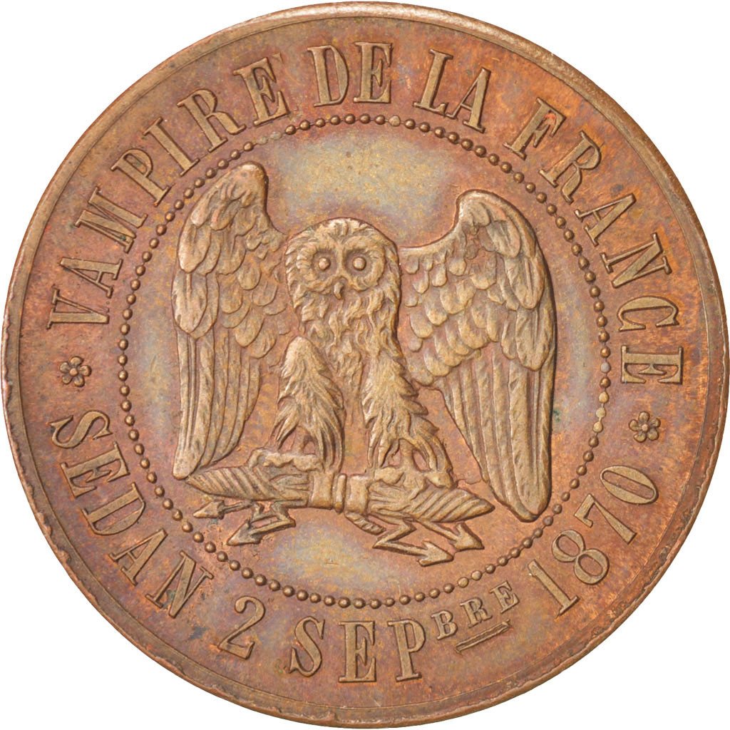 FRANCE, 10 Centimes, 1871, AU(55-58), Bronze, 13.54