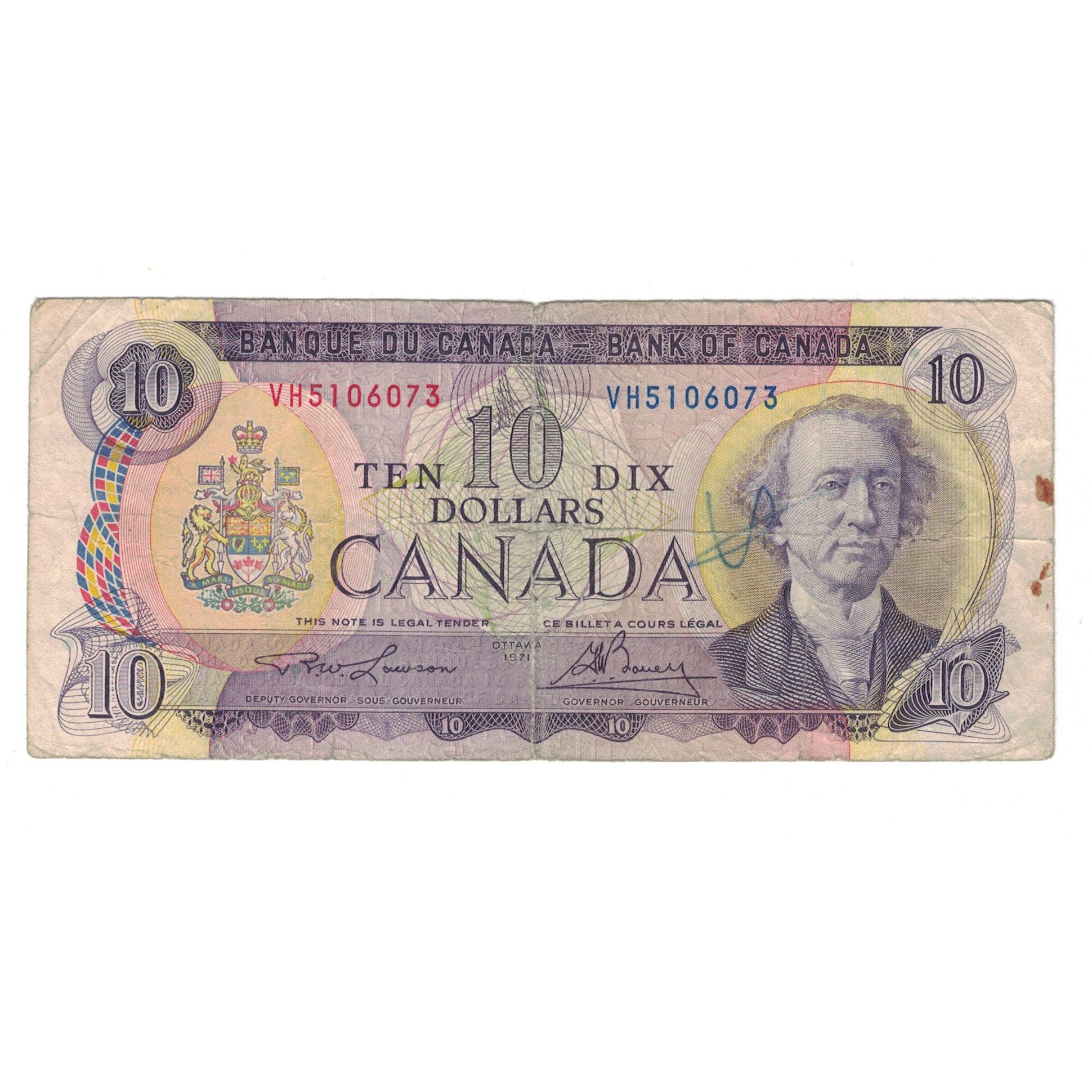 Billet, Canada, 10 Dollars, 1971, KM:88c, TB